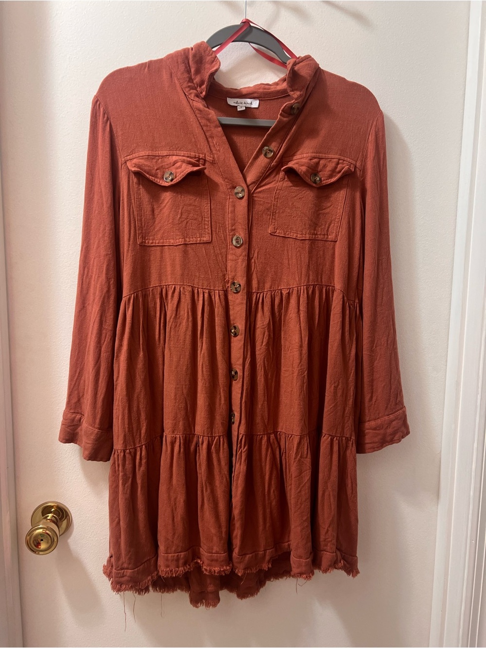 Rust color white birch dress